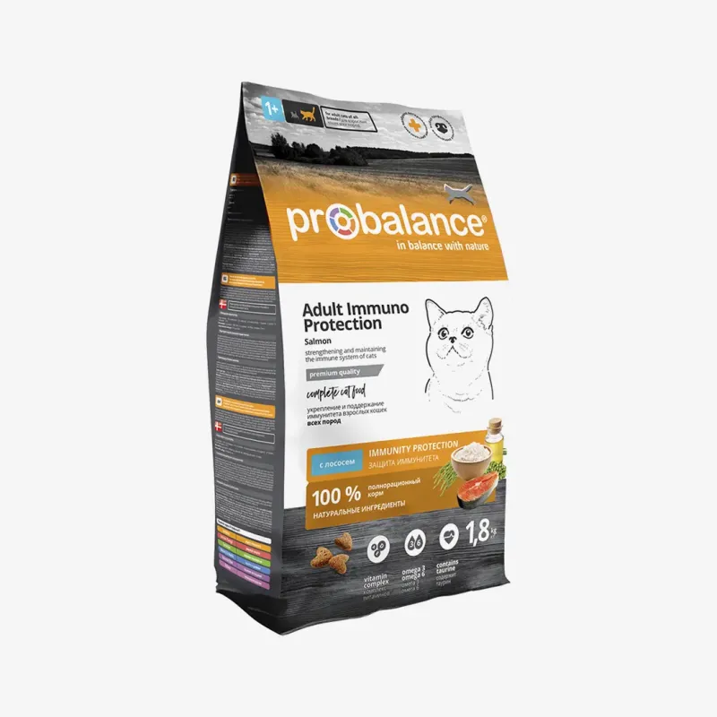 Корм Probalance сухой Adult Immuno Protection для кошек с лососем, 1.8 кг