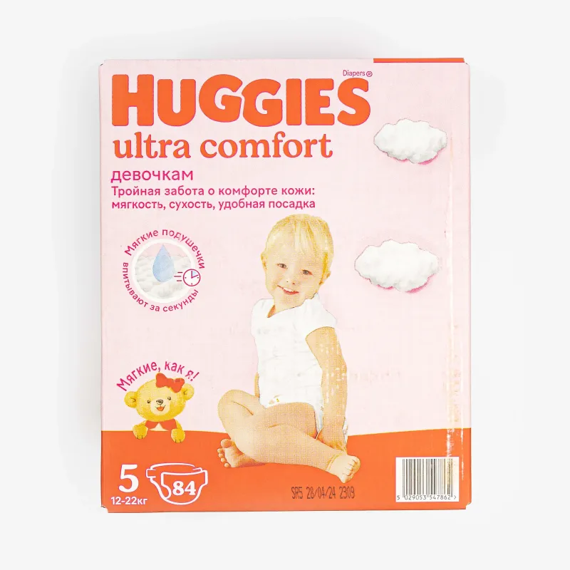 Подгузники Huggies Ultra Comfort для девочек 5 (12-22 кг), 84 шт