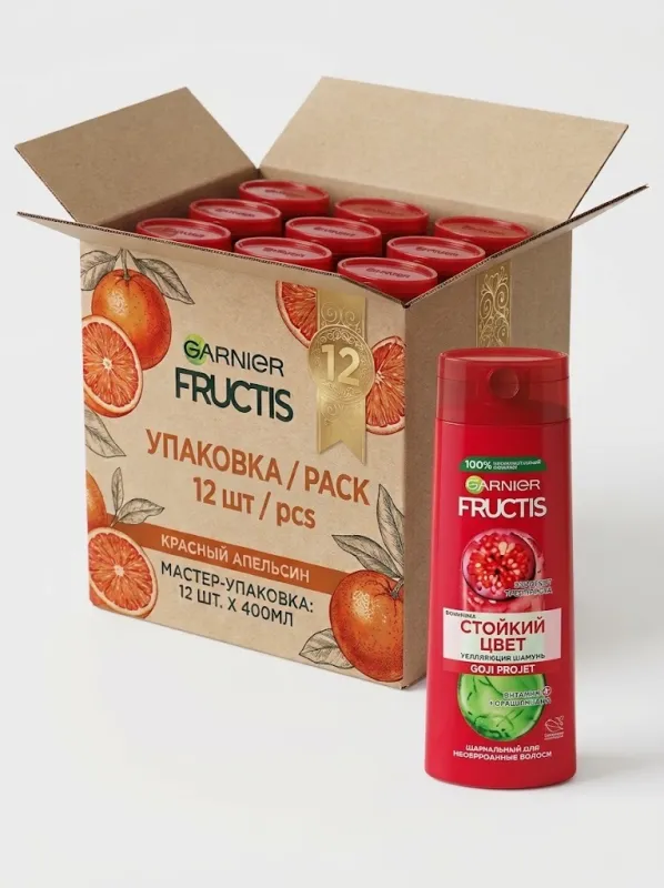 Шампунь Garnier Fructis 400 мл «Стойкий Цвет» Годжи — оптовая упаковка 12 шт
