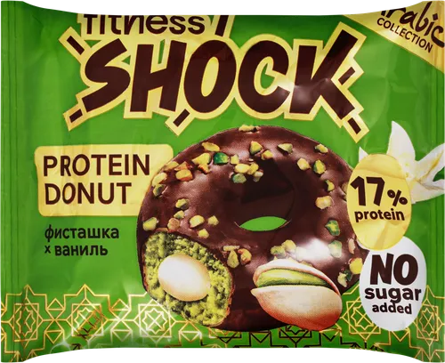 Fitnes Shock пончик Protein Donut фисташка, ваниль 1 шт