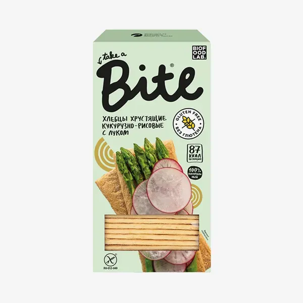 Хлебцы Bite кукурузно-рисовые хрустящие с луком, 150 г