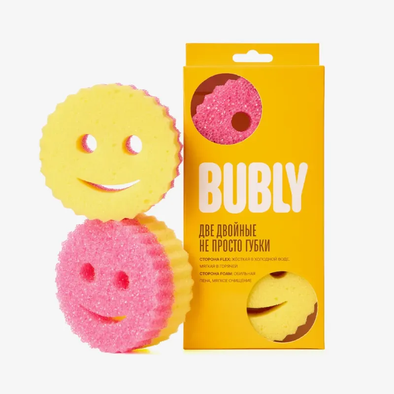 Губка Bubly для посуды, двойная 2 шт