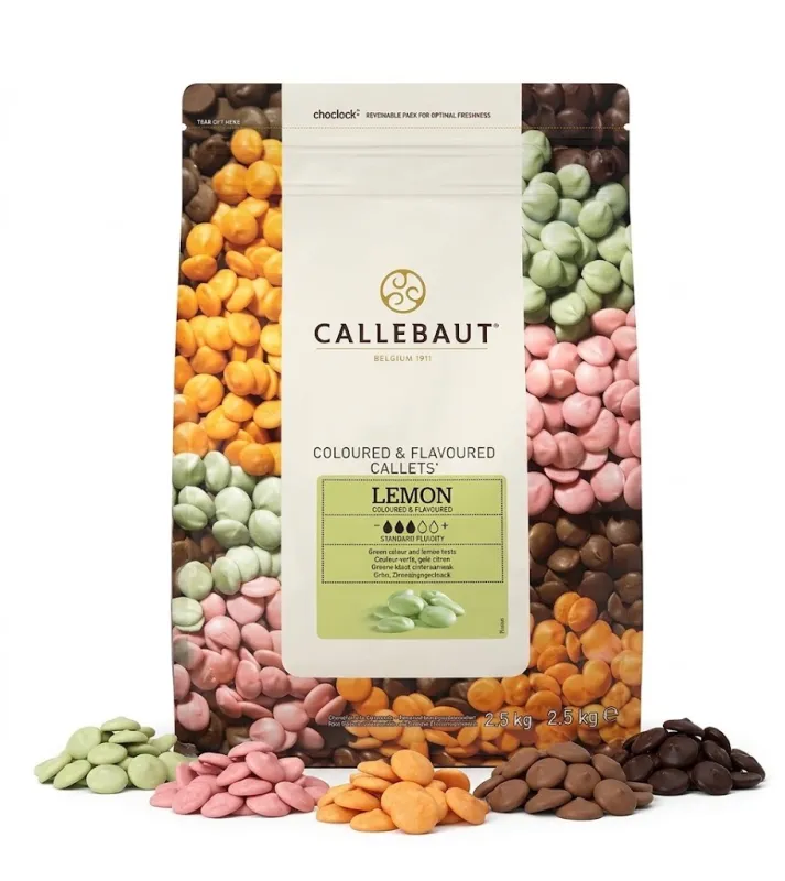 Цветной и ароматизированный белый шоколад Callebaut Со вкусом лимона 2,5 кг