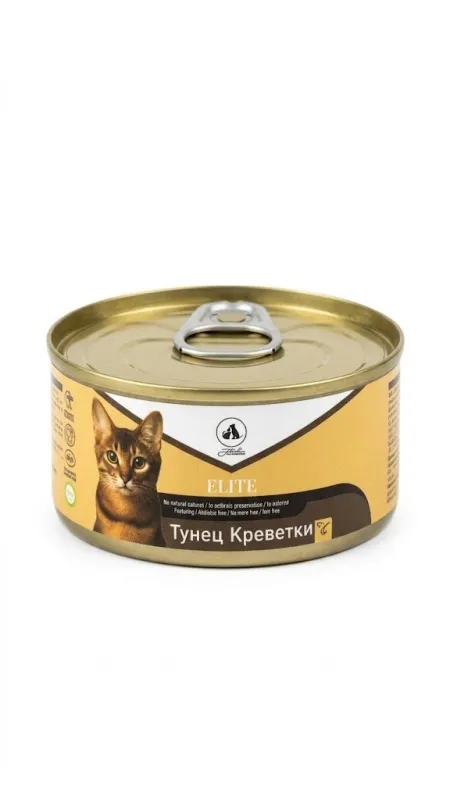 Attila ELITE — Консервированный корм «Тунец и Креветки» для кошек(85г)