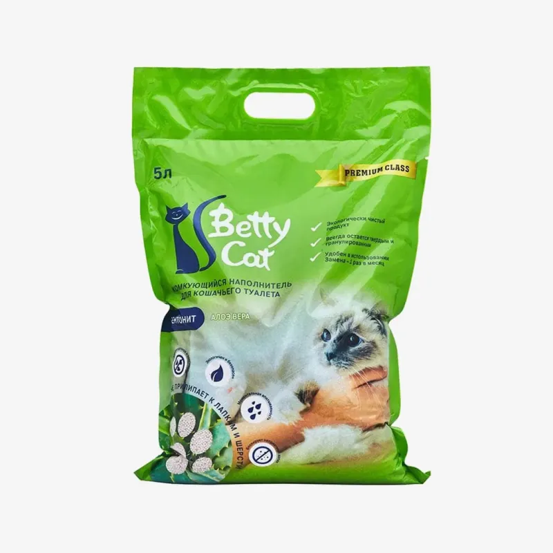 Наполнитель Betty Cat гигиенический для кошачьего туалета алоэ вера 5 л