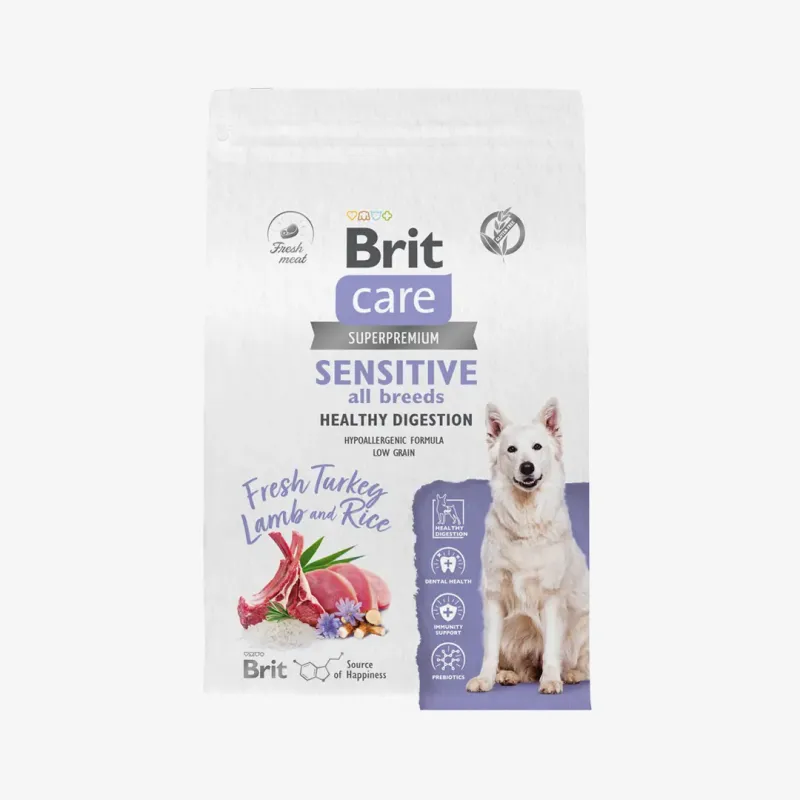 Сухой корм Brit Care с индейкой и ягненком Dog Adult Sensitive Healthy Digestion 3 кг