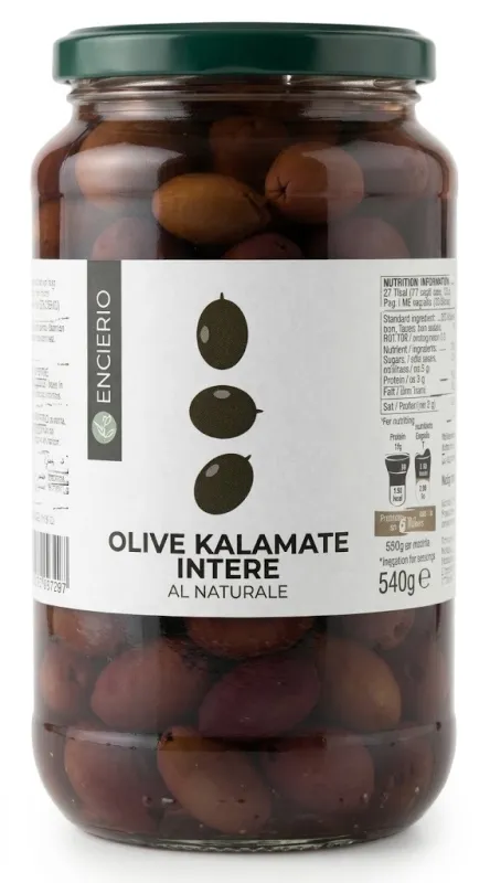 Цельные маслины Каламата Italcarciofi "Olive Kalamate Intere al Naturale", вес 540 г