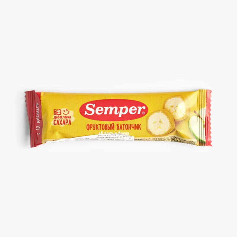 Батончик Semper фруктовый яблоко и банан 15 г