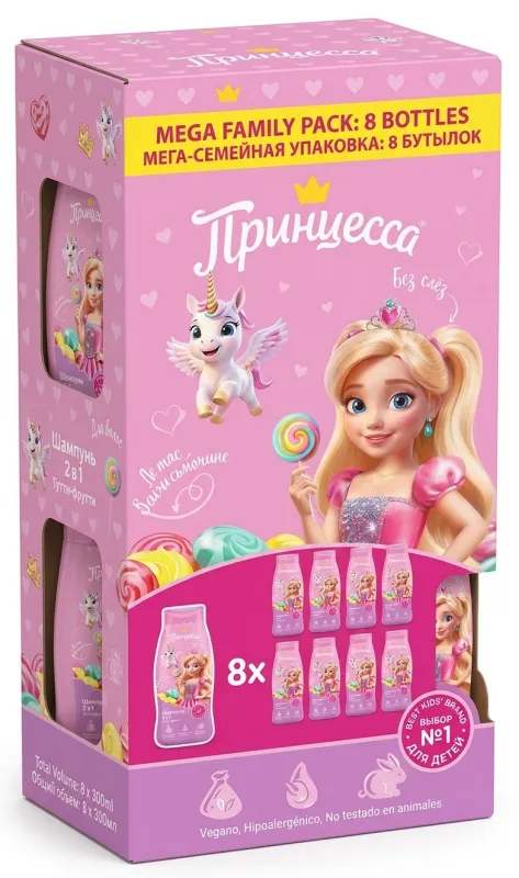 Шампунь Принцесса 2в1 «Тутти-Фрутти»  400 мл, в коробке 8 шт 