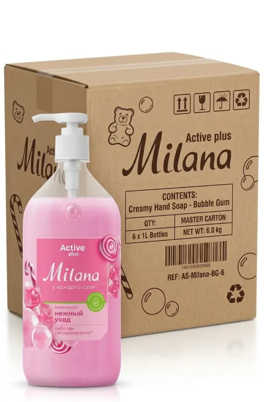 Крем-мыло жидкое Milana Fruit-Bubles 1 л, в коробке 6 шт