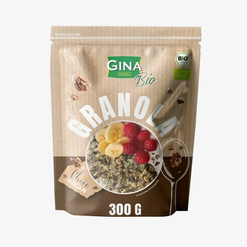 Мюсли Gina запеченные, хрустящие с овсяными хлопьями и крошкой темного шоколада, 300 г