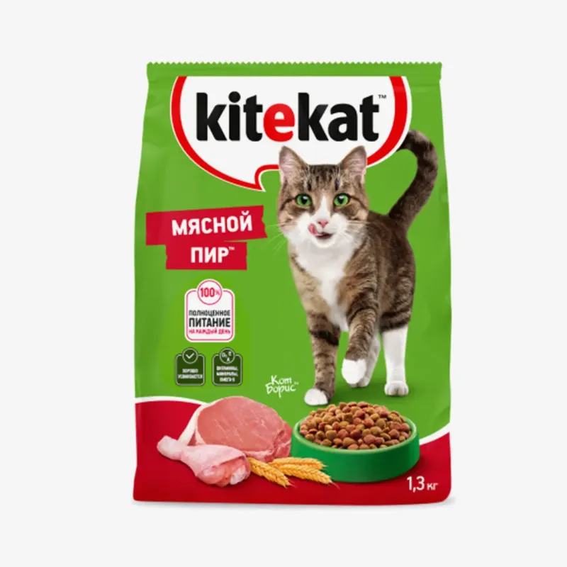 Сухой корм Kitekat мясной пир, 1.3 кг