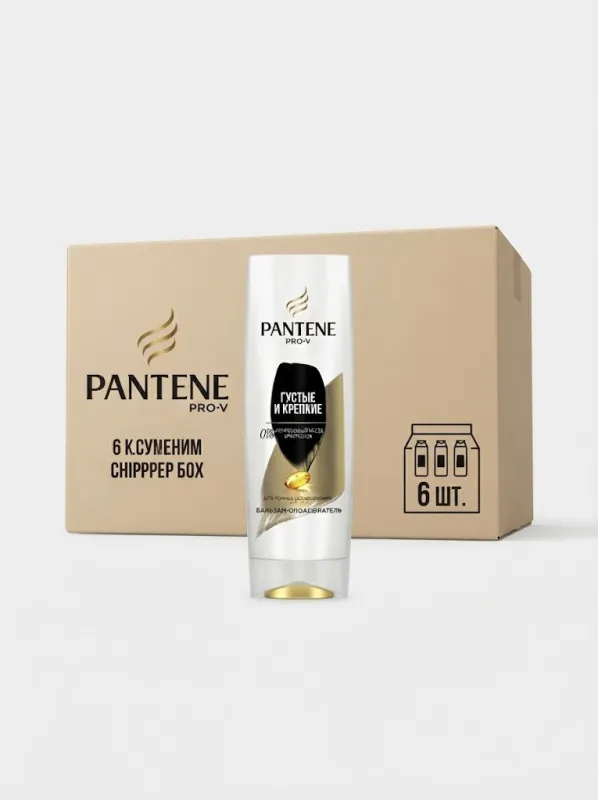 Бальзам для волос Pantene Pro-V «Густые и Крепкие», 360 мл (Коробка, 6 штук)