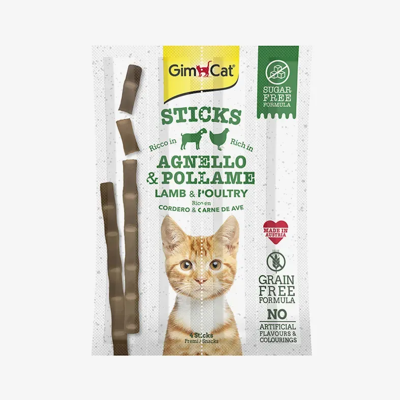 Лакомства в палочках Gimborn Gimcat sticks lamb & poultry ягненок с курицей, 4*5 г