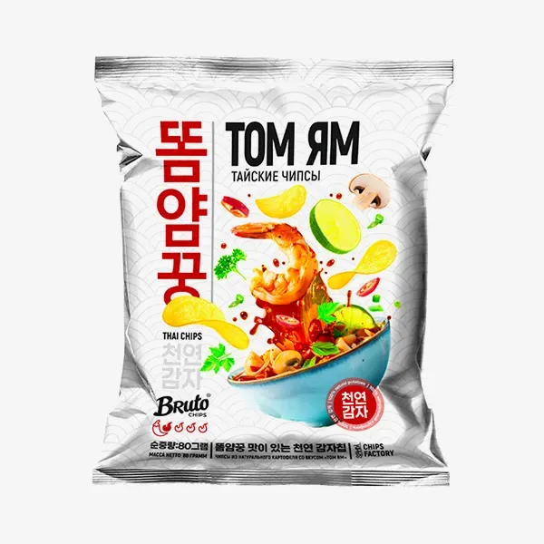 Чипсы Bruto Asian классические Том Ям, 80 г
