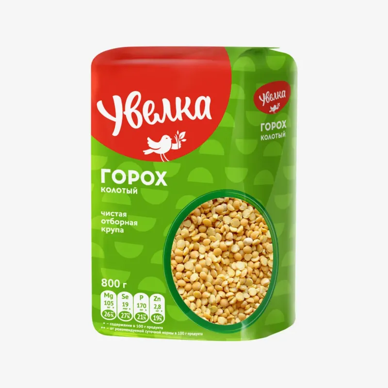 Горох колотый Увелка Отборный шлифованный 800 г