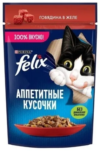 Felix Аппетитные кусочки в желе говядина 75 г 