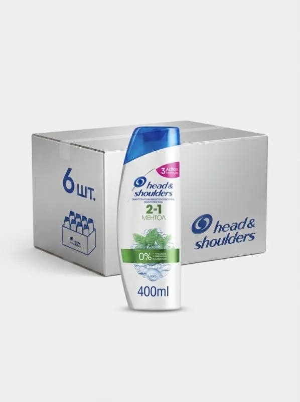 Шампунь и бальзам-ополаскиватель 2в1 Head & Shoulders «Ментол», 400 мл (Коробка, 6 штук)