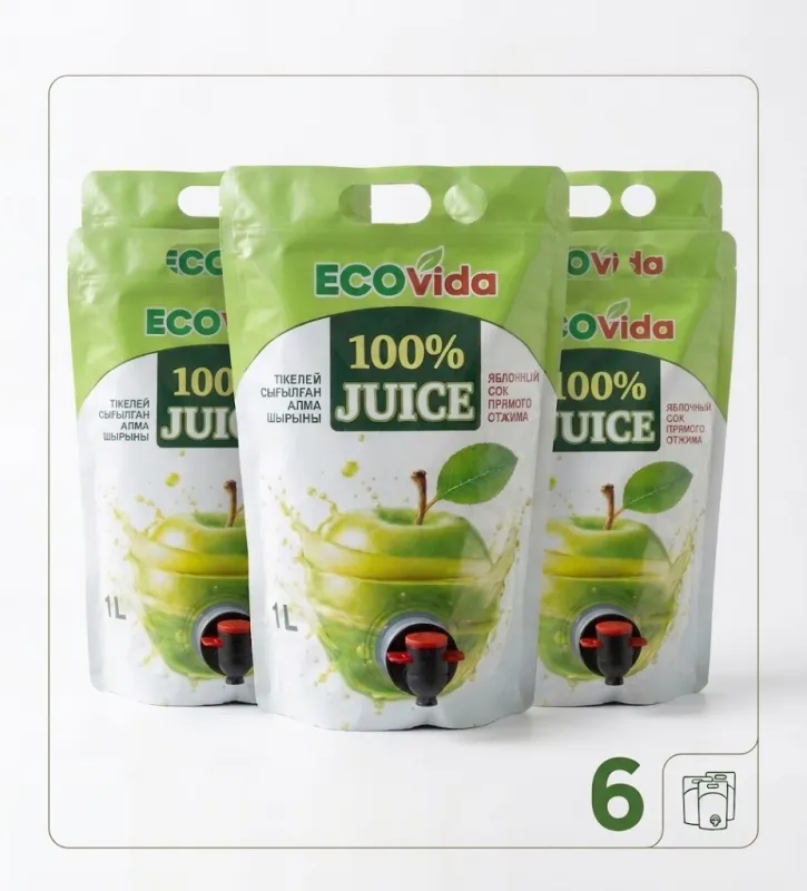 ECOVida 100% Juice Яблоко 1л, в упаковке 6 шт