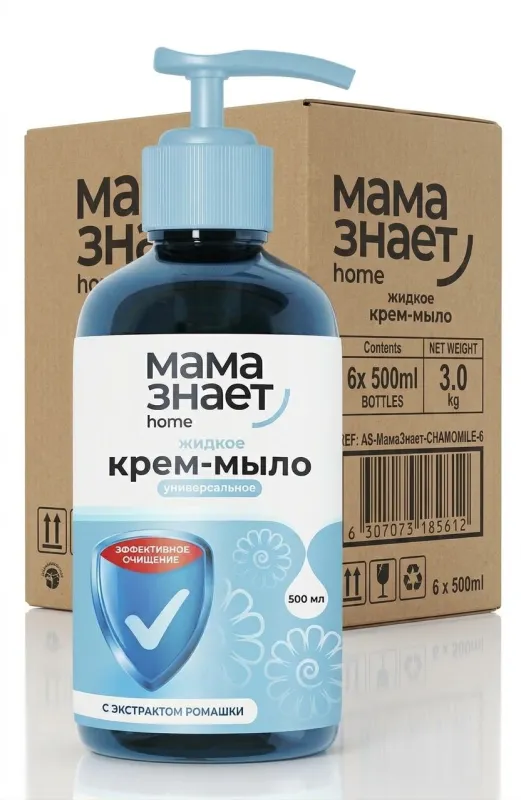 Крем-мыло жидкое Мама знает Ромашка 500 мл, в коробке 12 шт