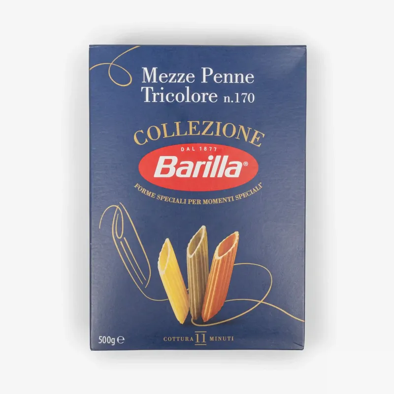 Паста Barilla Mezze penne трёхцветные 500 г