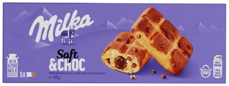 Milka бисквит Soft and Choc c кусочками шоколада 175 г