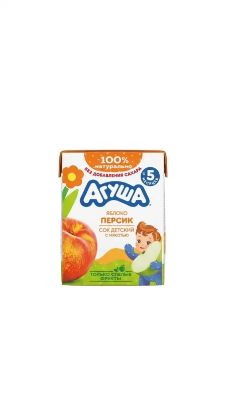 Сок детский «Агуша» Яблоко-персик, с 5 месяцев, 200 мл