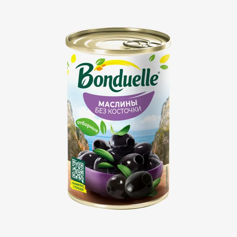 Маслины Bonduelle черные без косточки, 300 г