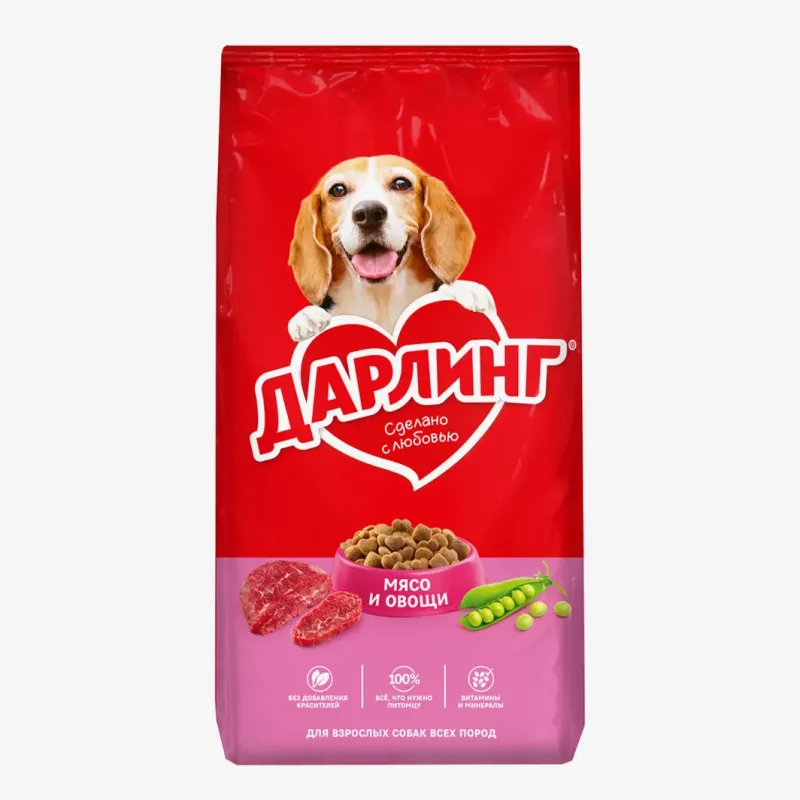 Сухой корм Дарлинг с мясом и овощами, 15 кг