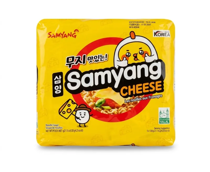 Лапша быстрого приготовления Samyang Cheese (Сырная), Halal, мультипак 5 шт х 120 г (600 г)
