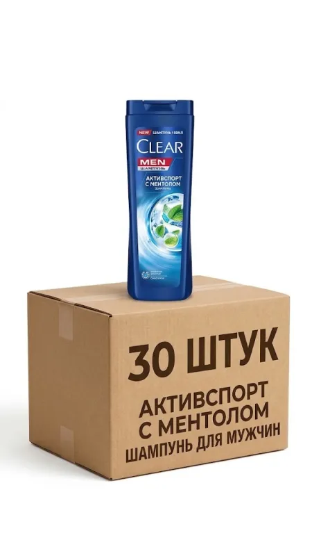 Шампунь против перхоти для мужчин CLEAR Men «Активспорт» с ментолом (180 мл). в коробке 30 шт 