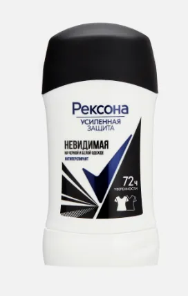 REXONA СТИК 40ML ЖЕН НЕВИДИМО ЧЕРН БЕЛ