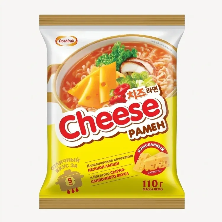 Лапша пшеничная Doshirak Cheese рамён со вкусом сыра, с сушеными овощами, 110 г