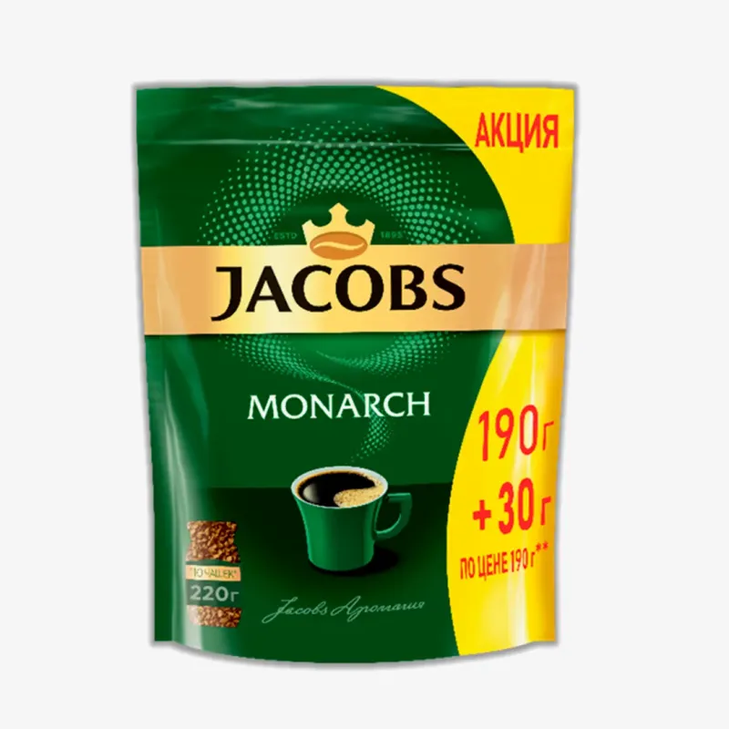 Кофе Jacobs Monarch натуральный растворимый сублимированный, 220 г