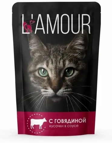 L'AMOUR кусочки в соусе говядина 75 г