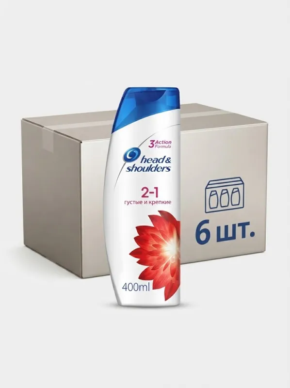 Шампунь Head & Shoulders 2в1 «Густые и Крепкие», 400 мл (Коробка, 6 штук)