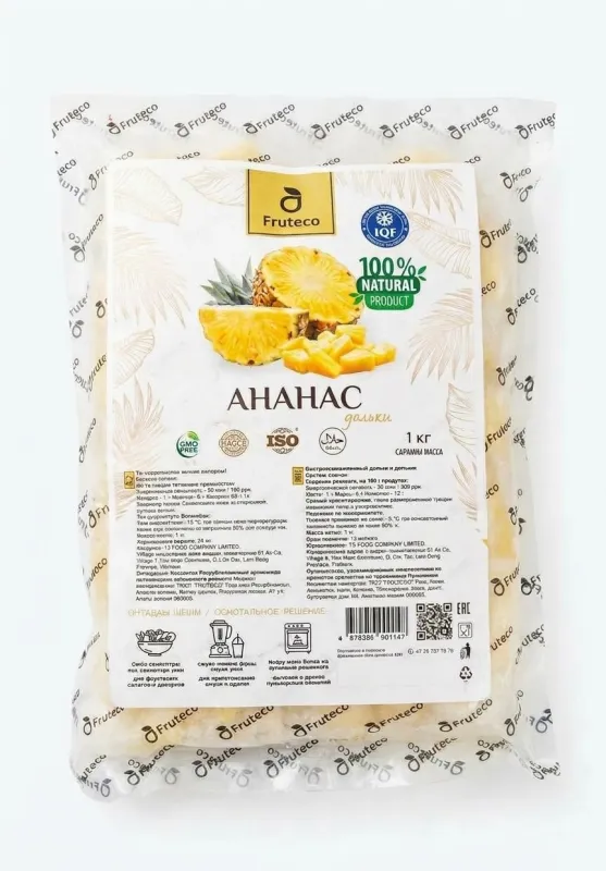 Ананас быстрозамороженный дольками Fruteco, 1 кг