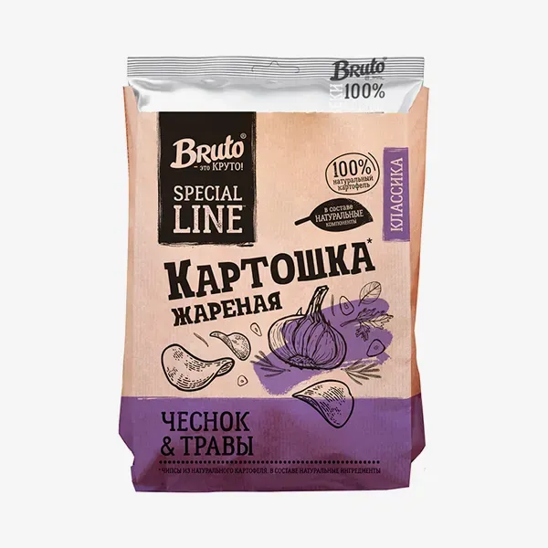 Чипсы Bruto Kraft классические чеснок и травы, 120 г