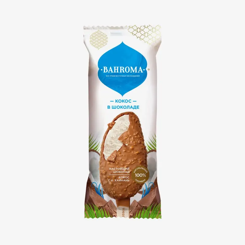 Мороженое Bahroma кокосовый пломбир в шоколаде, 60 г
