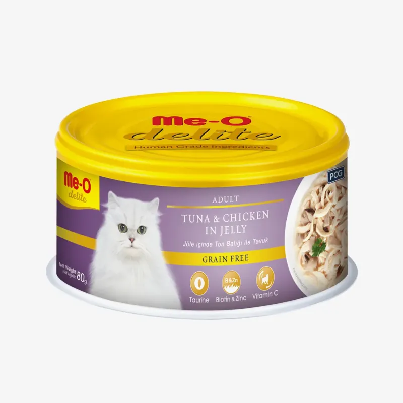 Консервы Me-O Delite для кошек, тунец и курица в желе 80 г