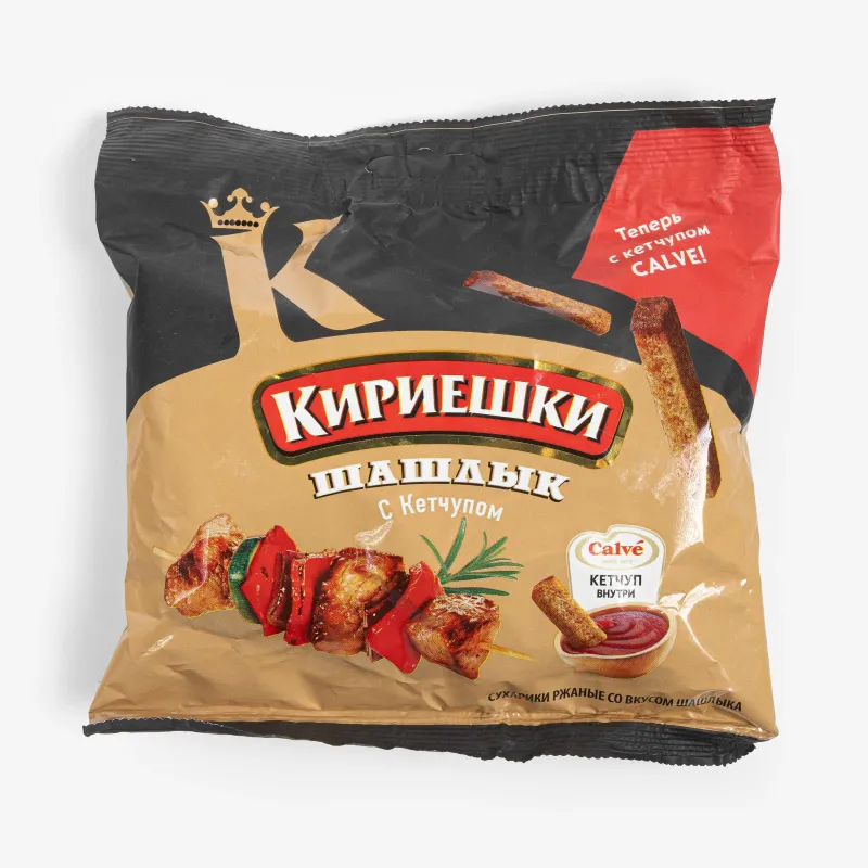 Сухарики ржаные Кириешки cо вкусом шашлыка, 60 г + кетчуп 25 мл
