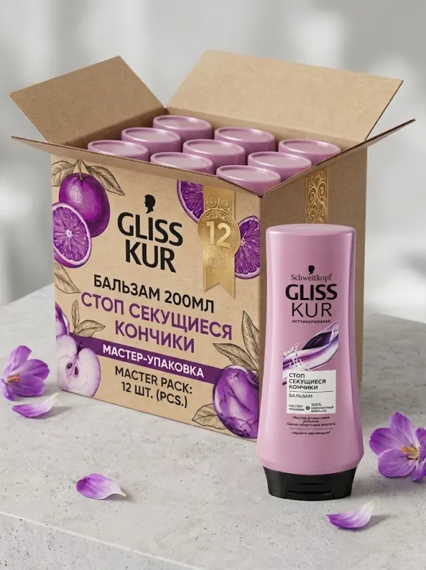 Бальзам Gliss Kur 200 мл «Стоп Секущиеся Кончики» — оптовая упаковка 12 шт