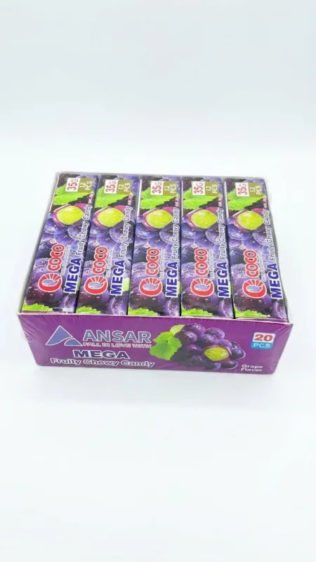 Жевательные конфеты ADC Mega Fruity со вкусом винограда, 700 г (20 шт х 35 г)