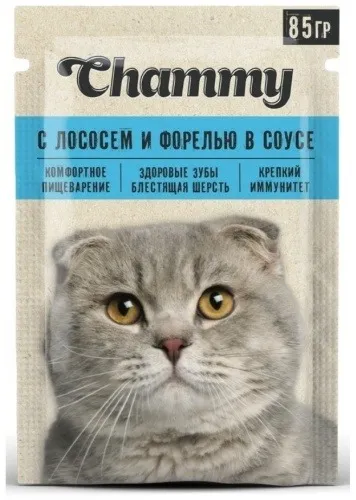 Chammy кусочки в соусе лосось, форель 85 г