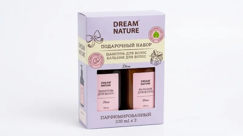 Подарочный набор косметики для волос Dream Nature Diva (парфюмированный шампунь + бальзам, 2 х 330 мл)