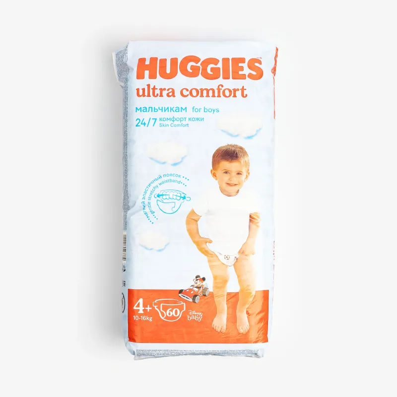 Подгузники Huggies UltraComfort 4+ (10-16 кг) для мальчиков 60 шт
