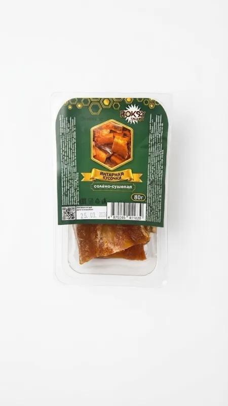 Янтарная солено-сушеная — кусочки (Roksy Snack) 80г