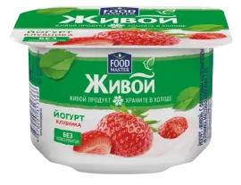 Живой Вязкий йогурт Клубника 1,5% FoodMaster 110 мл