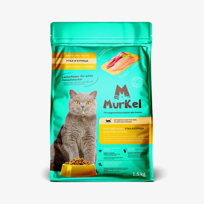 Корм Murkel сухой для кошек курица-утка, 1.5 кг