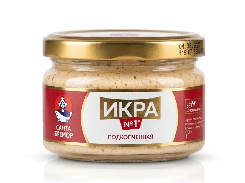 Икра деликатесная подкопченная «Икра №1» Санта Бремор 180 г 